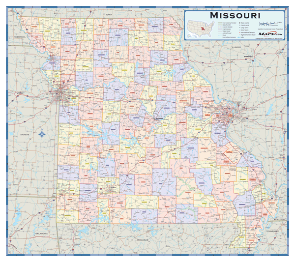 Missouri Counties Wall Map
