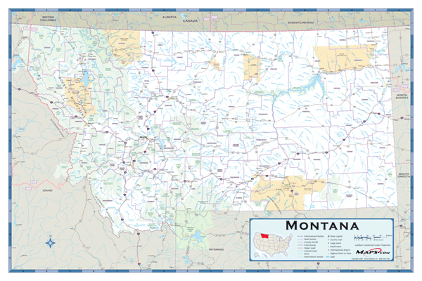 Montana County Highway Wall Map