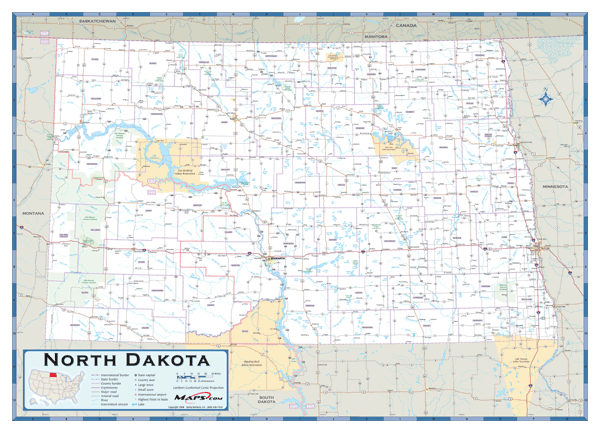 North Dakota County Highway Wall Map