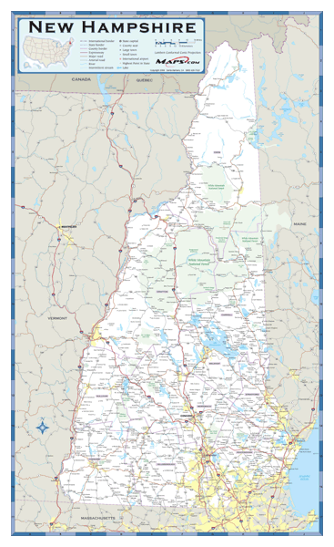 New Hampshire County Highway Wall Map