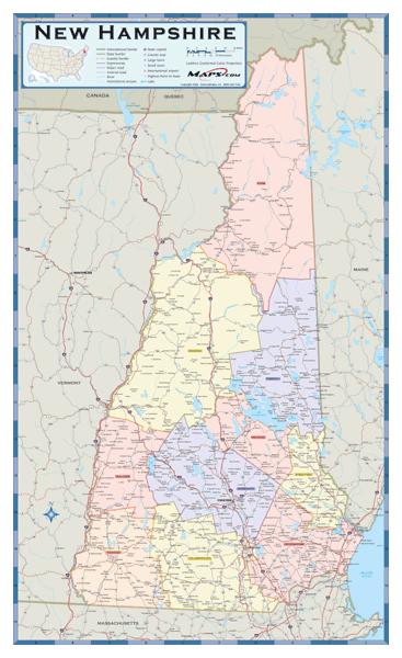 New Hampshire Counties Wall Map