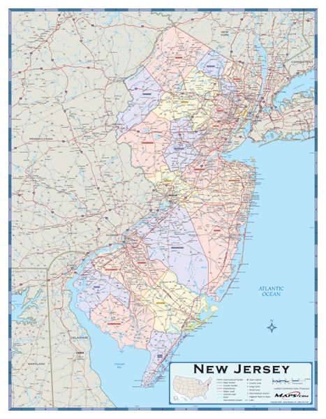 New Jersey Counties Wall Map