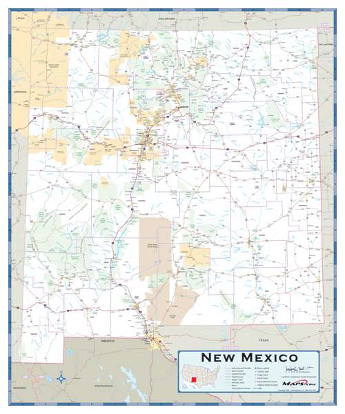 New Mexico County Highway Wall Map