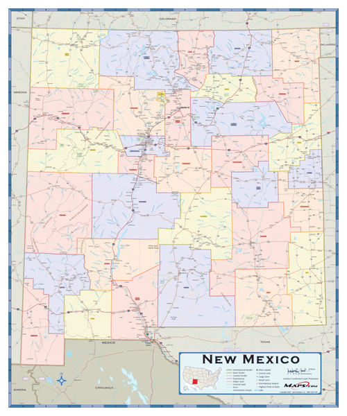 New Mexico Counties Wall Map
