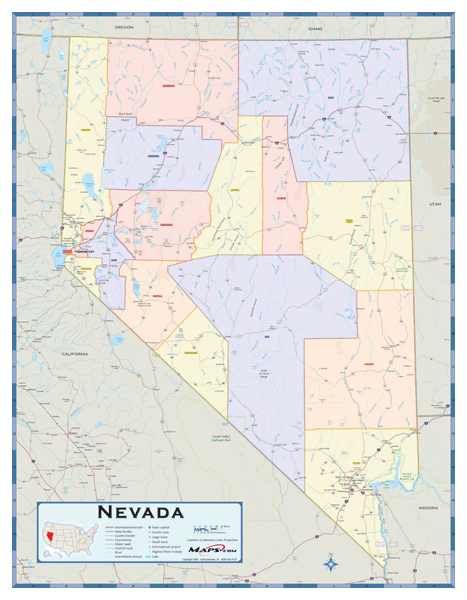 Nevada Counties Wall Map