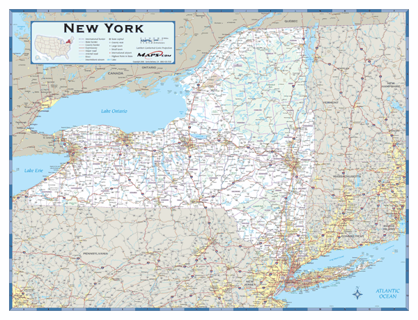 New York County Highway Wall Map