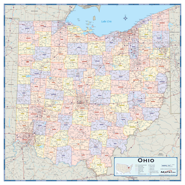 Ohio Counties Wall Map