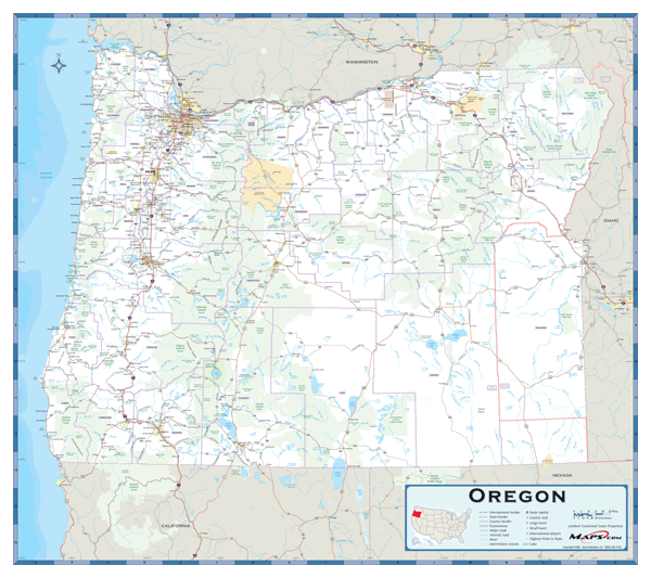Oregon County Highway Wall Map