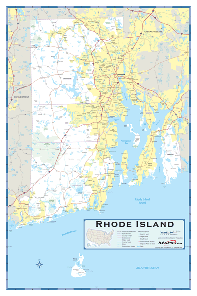 Rhode Island County Highway Wall Map