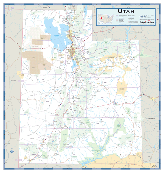 Utah County Highway Wall Map