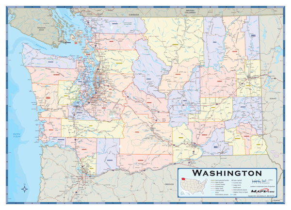 Washington Counties Wall Map