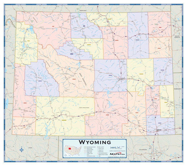 Wyoming Counties Wall Map
