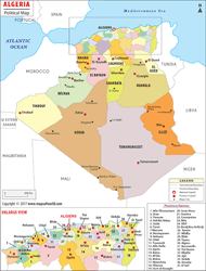 Algeria Political Wall Map