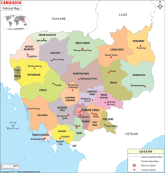 Cambodia Political Wall Map