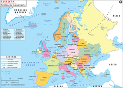 Europe Political in German Wall Map