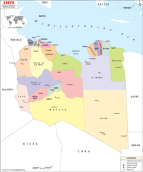 Libya Political Wall Map