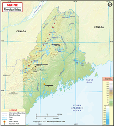 Maine Physical Wall Map