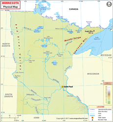 Minnesota Physical Wall Map