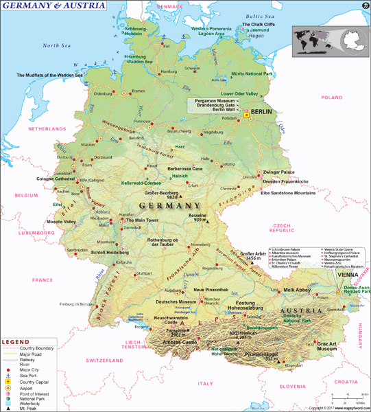 Austria/Germany Wall Map