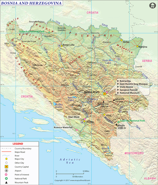 Bosnia-Herzegovina Wall Map
