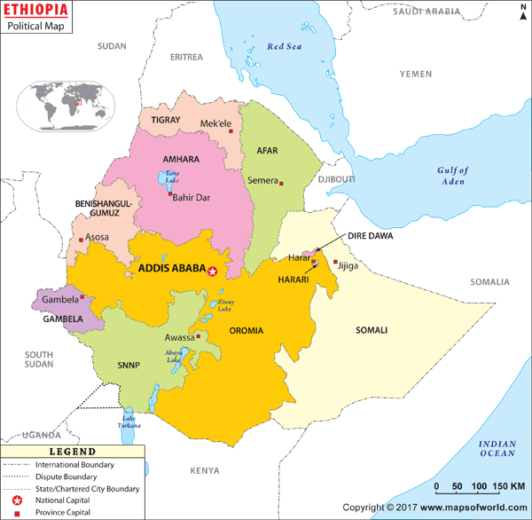 Ethiopia Political Wall Map