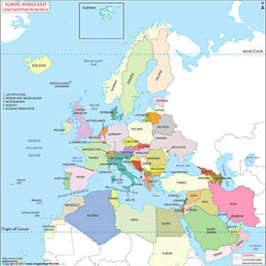 Europe Northern Africa Middle East Wall Map By Maps Of World