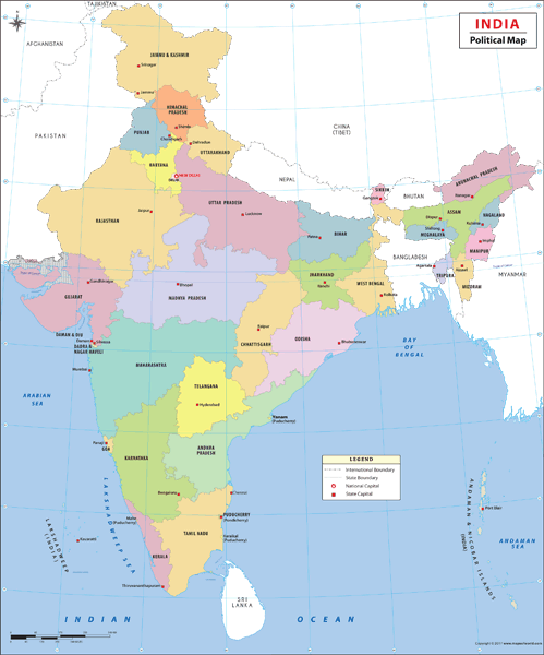 India Political Wall Map