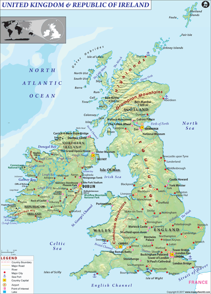 Ireland and UK Wall Map