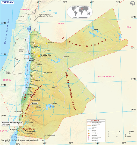 Jordan Political Wall Map