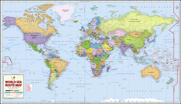 Large World Sea Route Wall Map