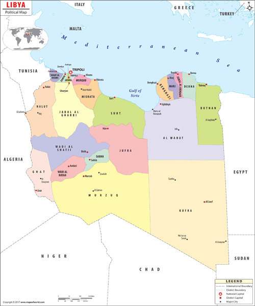 Libya Political Wall Map