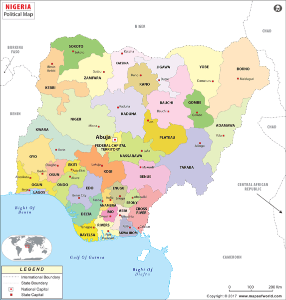 Nigeria Political Wall Map