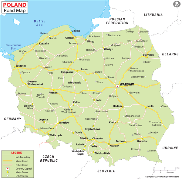 Poland Road Wall Map