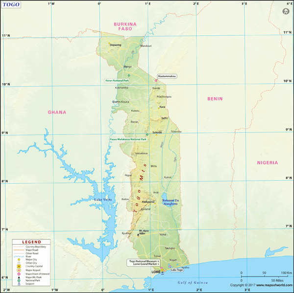 Togo Wall Map