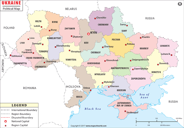 Ukraine Political Wall Map