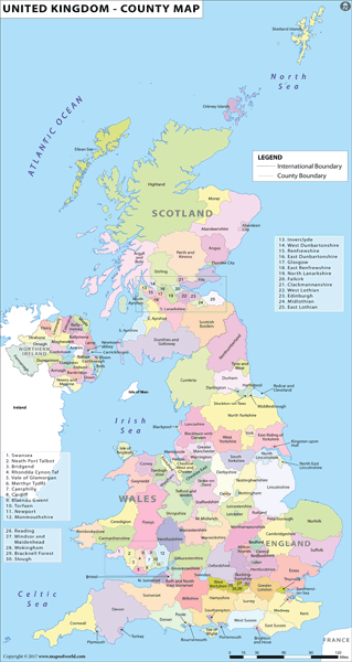 United Kingdom County Wall Map