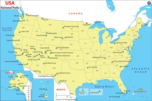 USA National Park Wall Map