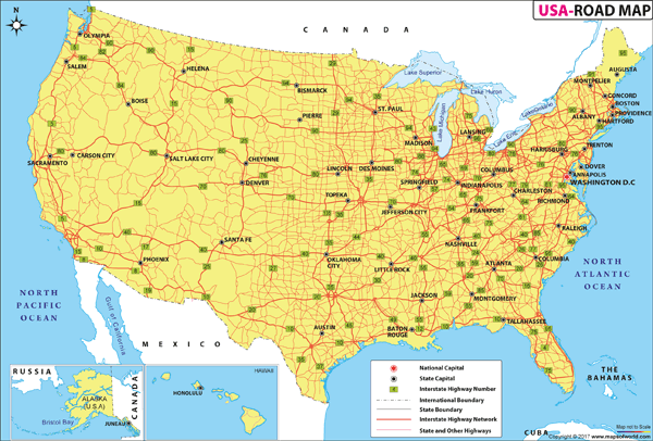 USA Road Network Wall Map