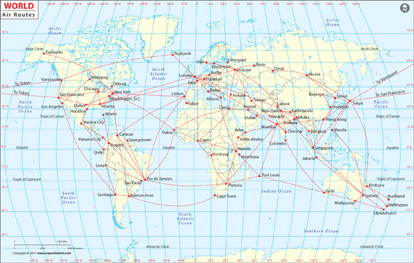 World Air Route Wall Map