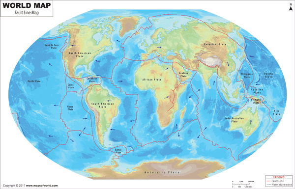 World Fault Line Wall Map