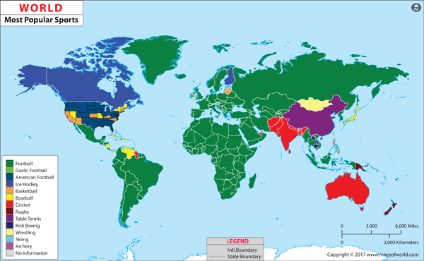 World Most Popular Sports Wall Map