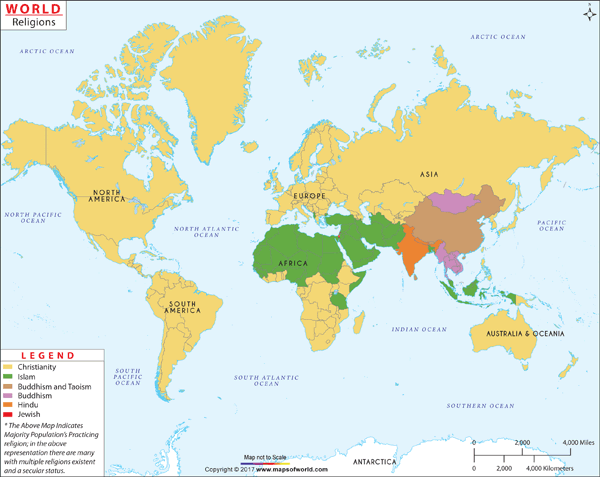 World Religion Wall Map