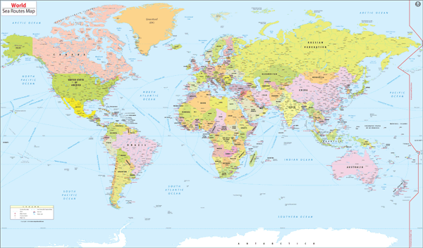 World Sea Routes Wall Map