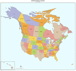 USA-Canada Wall Map