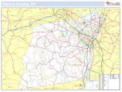 Albany, NY County Wall Map New York Style 2024