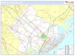 Atlantic, NJ County Wall Map New York Style 2024