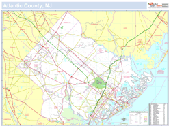 Atlantic, NJ County Wall Map New York Style 2025