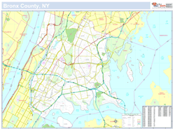 Bronx, NY County Wall Map New York Style 2025
