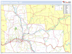 Broome, NY County Wall Map New York Style 2023