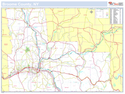 Broome, NY County Wall Map New York Style 2024